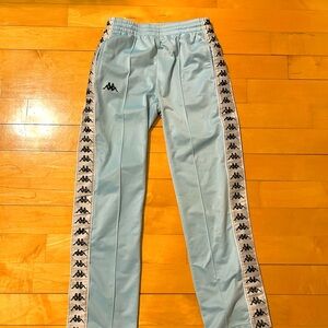 Kappa Sky Blue Track Pants with Logo Stripes